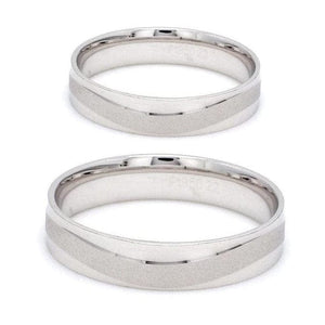 Jewelove™ Rings Japanese Plain Platinum Couple Rings with a Matte Finish Wave JL PT 610