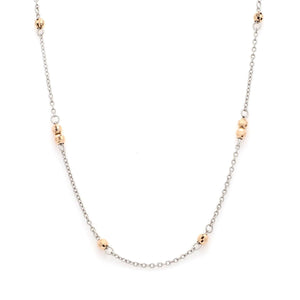 Jewelove™ Chains Japanese Plain Platinum with Rose Gold Balls Chain for Women JL PT CH 1053