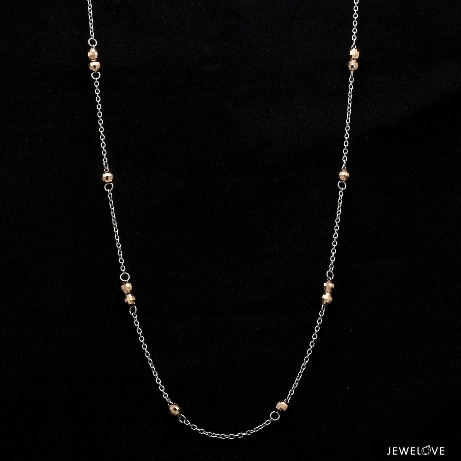 Jewelove™ Chains Japanese Plain Platinum with Rose Gold Balls Chain for Women JL PT CH 1053