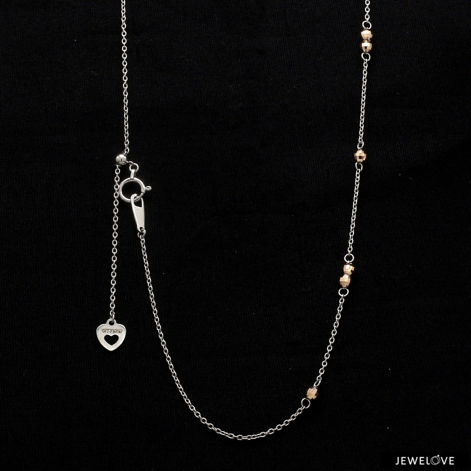 Jewelove™ Chains Japanese Plain Platinum with Rose Gold Balls Chain for Women JL PT CH 1053