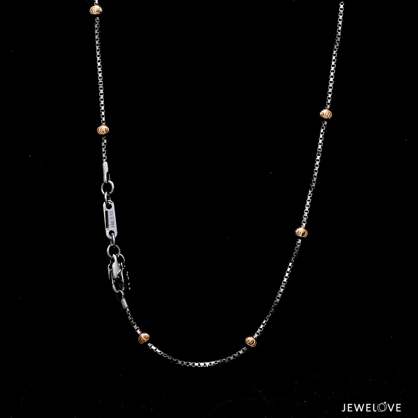 Jewelove™ Chains Japanese Platinum Box Chain with 3mm Rose Gold Diamond Cut Balls for Women JL PT CH 1260