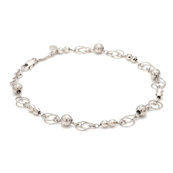 Jewelove™ Bangles & Bracelets Japanese Platinum Bracelet Diamond Cut Balls Bracelet for Women JL PTB 1073