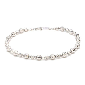 Jewelove™ Bangles & Bracelets Japanese Platinum Bracelet Diamond Cut Balls Bracelet for Women JL PTB 1074