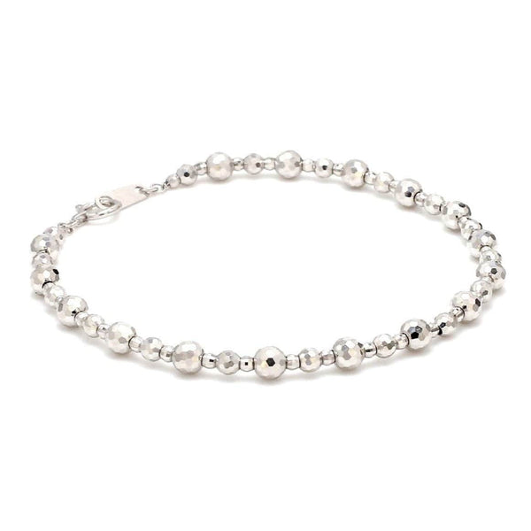 Jewelove™ Bangles & Bracelets Japanese Platinum Bracelet Diamond Cut Balls Bracelet for Women JL PTB 1074