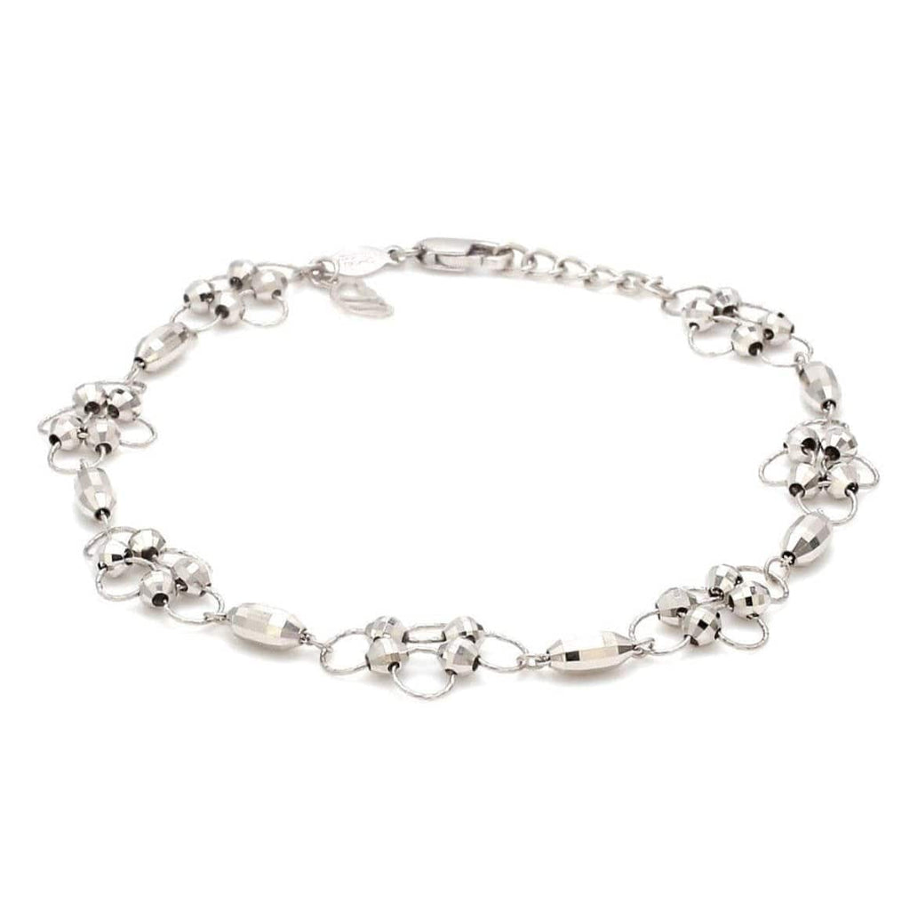 Jewelove™ Bangles & Bracelets Japanese Platinum Bracelet Diamond Cut Balls Bracelet for Women JL PTB 1075