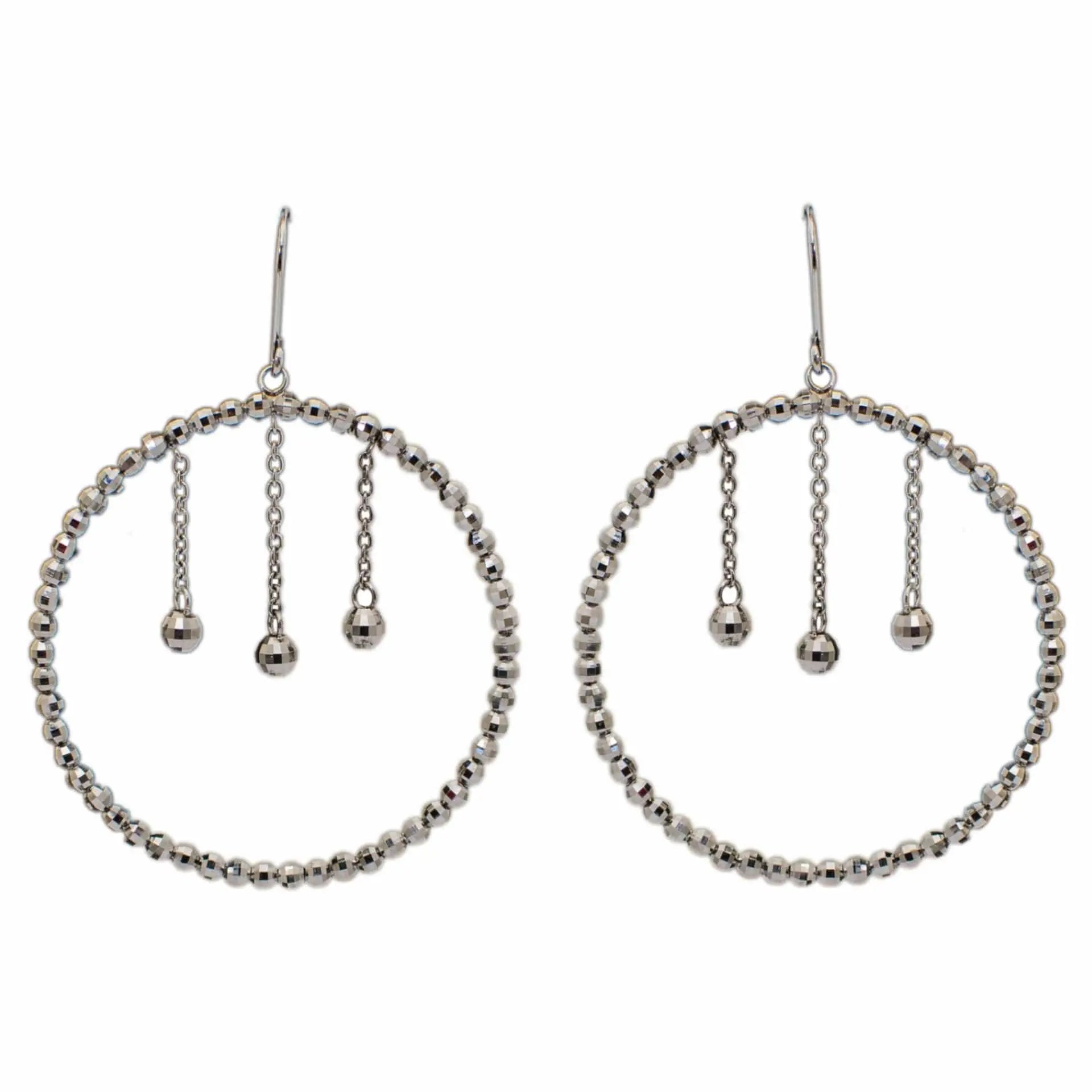 Jewelove™ Earrings Japanese Platinum Earrings with Hanging Diamond Cut Hoop For Women JL PT E 162