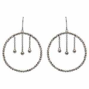 Jewelove™ Earrings Japanese Platinum Earrings with Hanging Diamond Cut Hoop For Women JL PT E 162