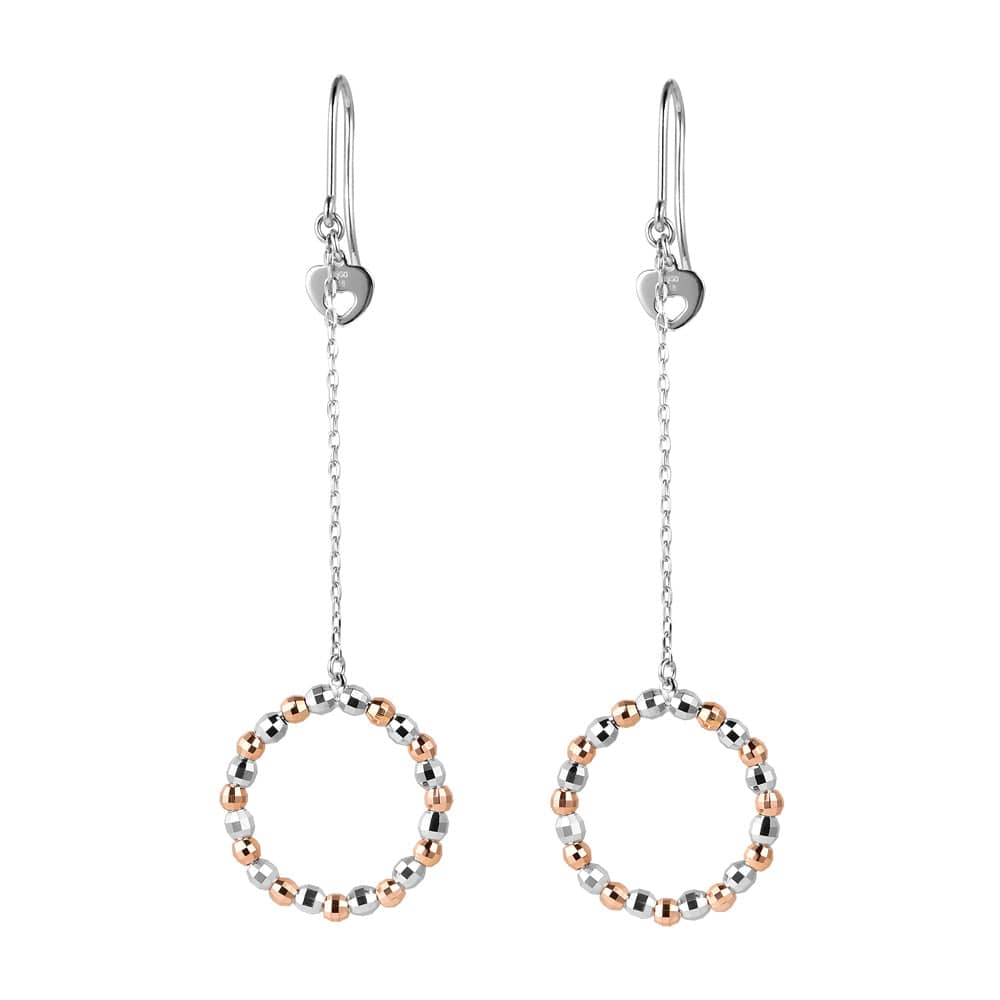 Jewelove™ Earrings Japanese Platinum Earrings with Platinum & Rose Gold Diamond Cut Balls for Women JL PT E 223