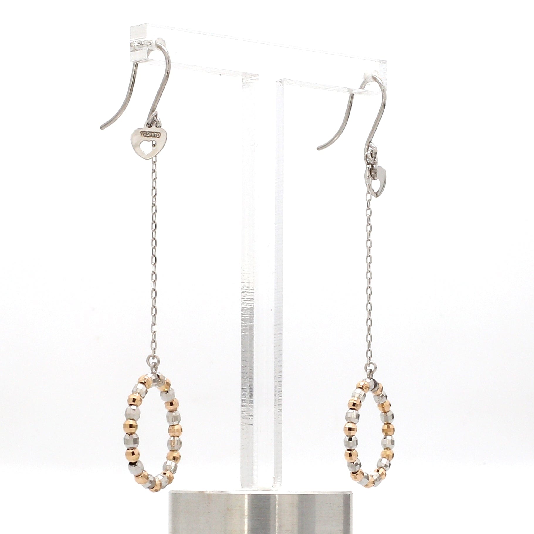 Jewelove™ Earrings Japanese Platinum Earrings with Platinum & Rose Gold Diamond Cut Balls for Women JL PT E 223