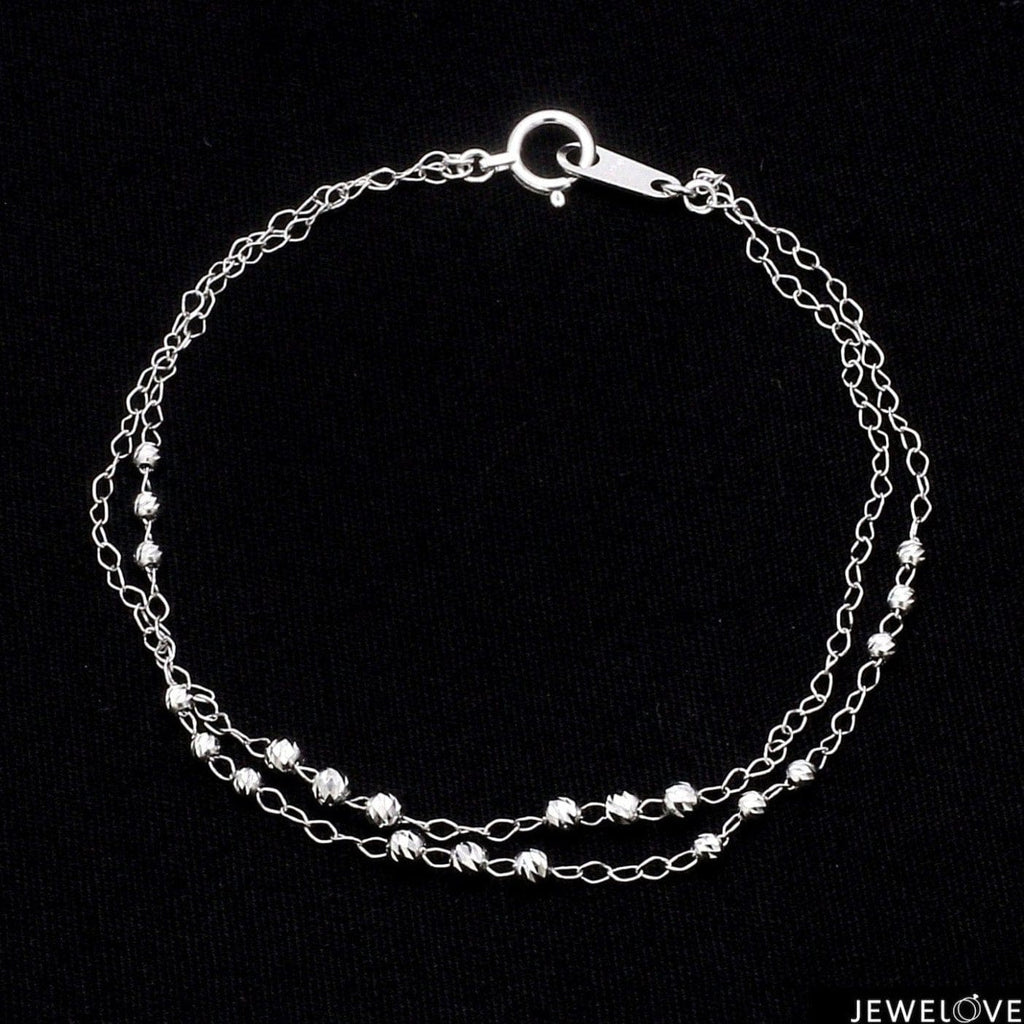 Jewelove™ Bangles & Bracelets Japanese Platinum Light Weight Bracelet Diamond Cut Balls Bracelet for Women JL PTB 1071