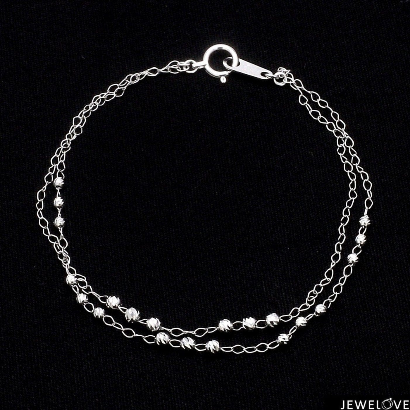 Jewelove™ Bangles & Bracelets Japanese Platinum Light Weight Bracelet Diamond Cut Balls Bracelet for Women JL PTB 1071