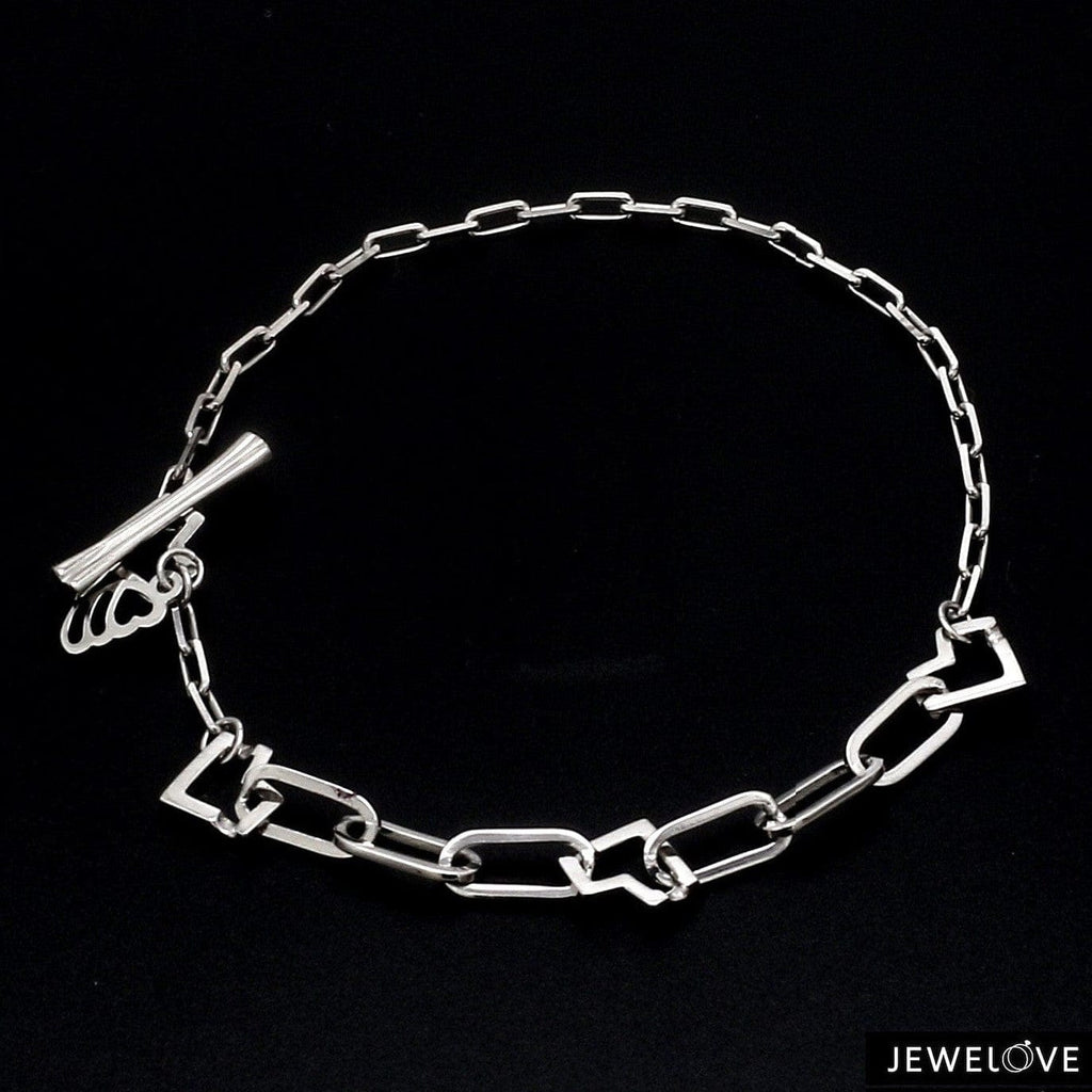 Jewelove™ Bangles & Bracelets Japanese Platinum Links Heart Bracelet for Women JL PTB 1160