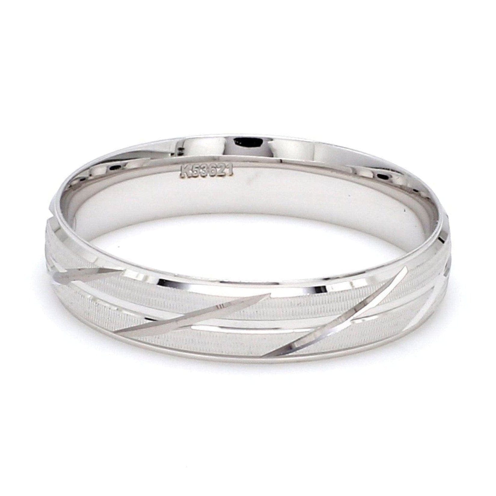 Jewelove™ Rings Japanese Platinum Love Bands with Slanting Grooves JL PT 608