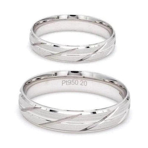 Jewelove™ Rings Japanese Platinum Love Bands with Slanting Grooves JL PT 608