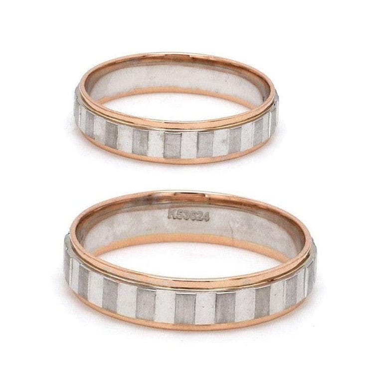 Jewelove™ Rings Japanese Platinum & Rose Gold Couple Rings with Square Blocks JL PT 602