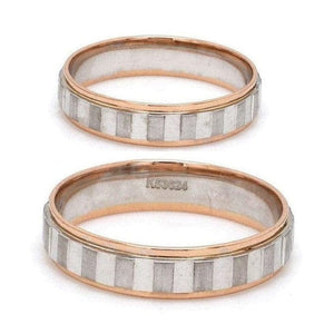 Jewelove™ Rings Japanese Platinum & Rose Gold Couple Rings with Square Blocks JL PT 602