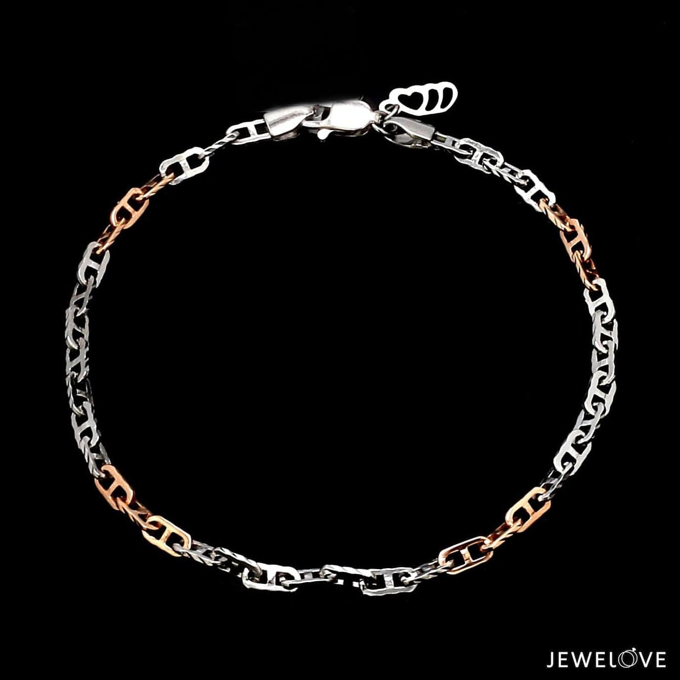 Jewelove™ Bangles & Bracelets Japanese Platinum & Rose gold Links Bracelet JL PTB 1263