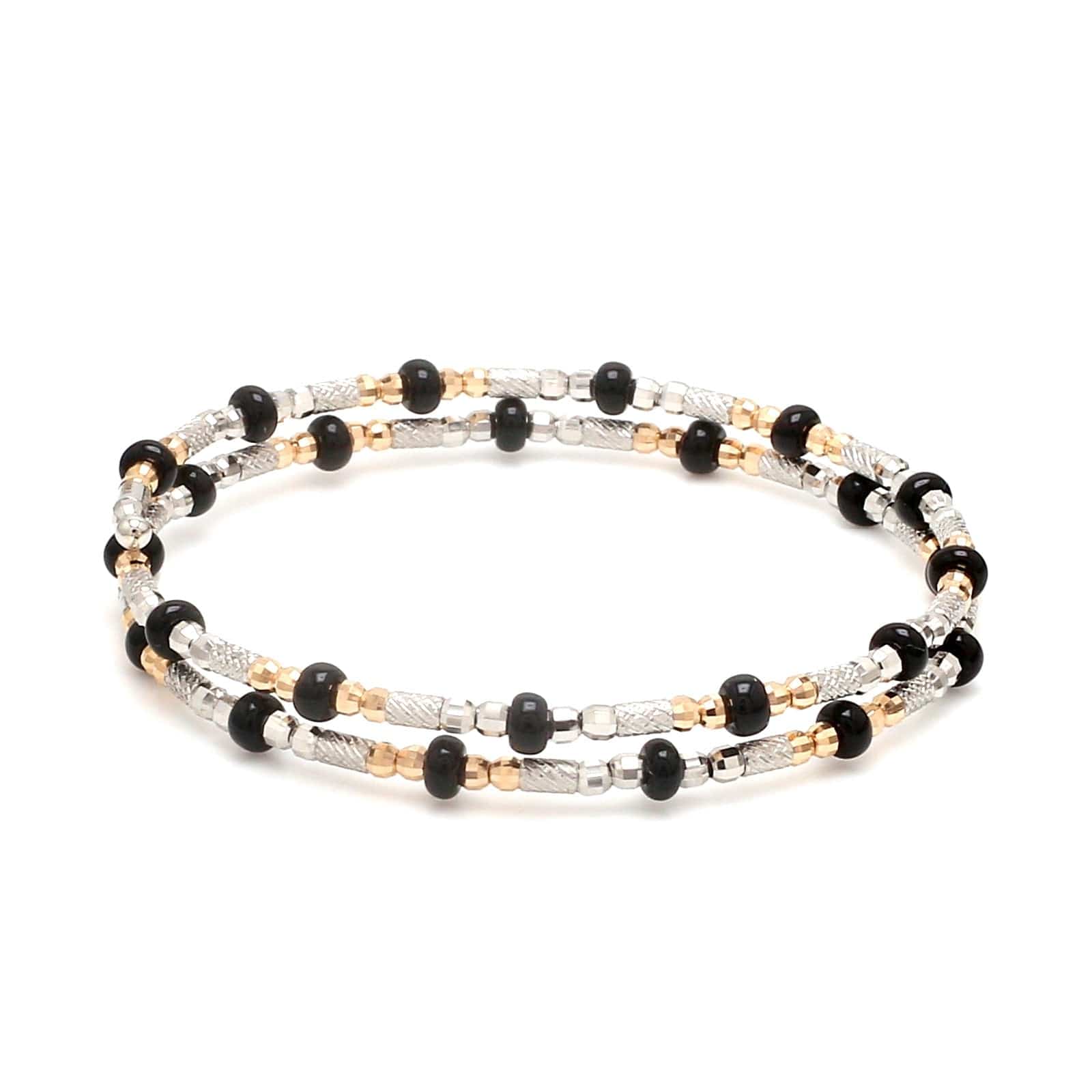 Jewelove™ Bangles & Bracelets Bracelet Japanese Platinum Rose Gold with Black Beads Nazariya / Nazariye Bracelet for Kids JL PTB 1230