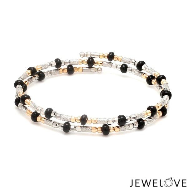 Jewelove™ Bangles & Bracelets Bracelet Japanese Platinum Rose Gold with Black Beads Nazariya / Nazariye Bracelet for Kids JL PTB 1230