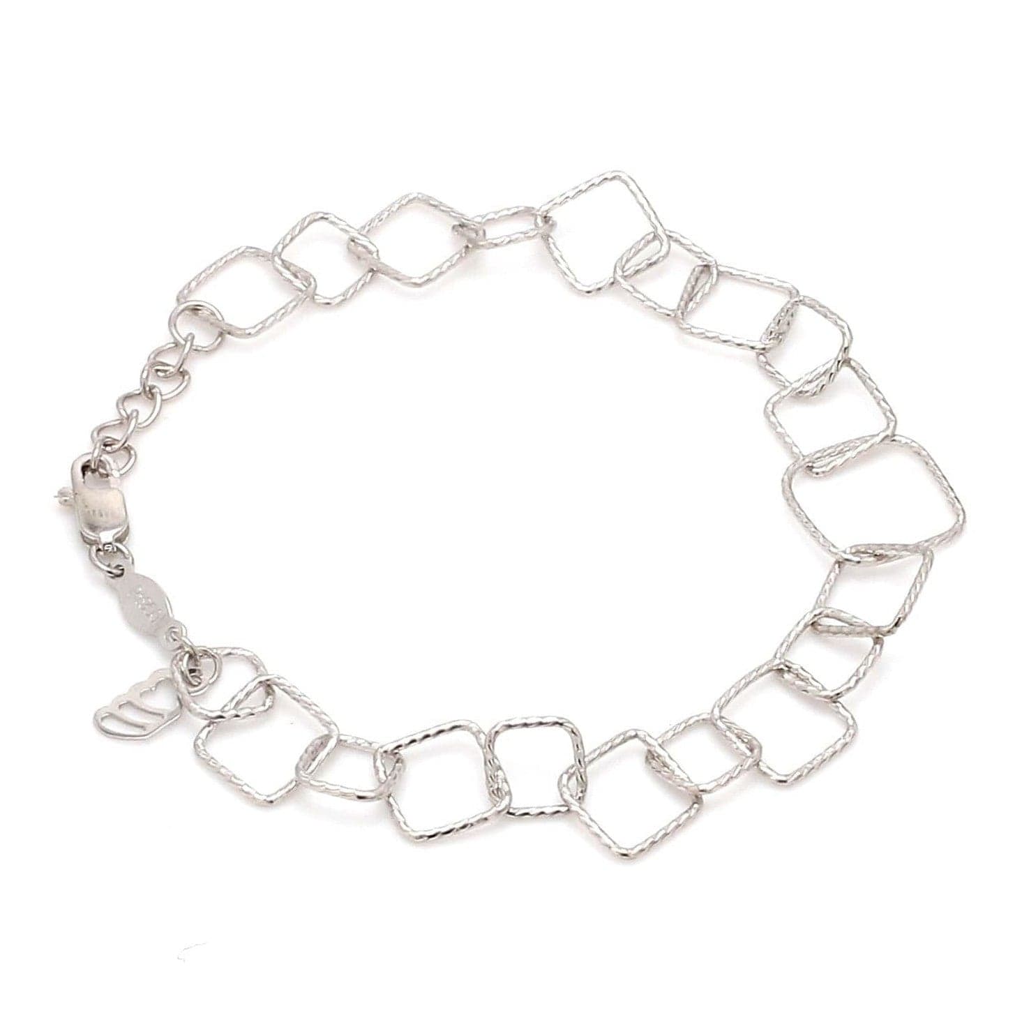 Jewelove™ Bangles & Bracelets Japanese Platinum Square Links Bracelet for Women JL PTB 1167