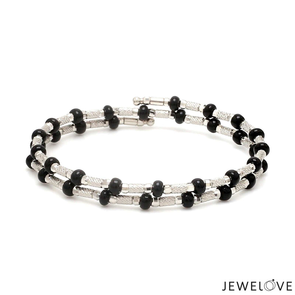 Jewelove™ Bangles & Bracelets Bracelet Japanese Platinum with Black Beads Nazariya / Nazariye Bracelet for Kids JL PTB 1229