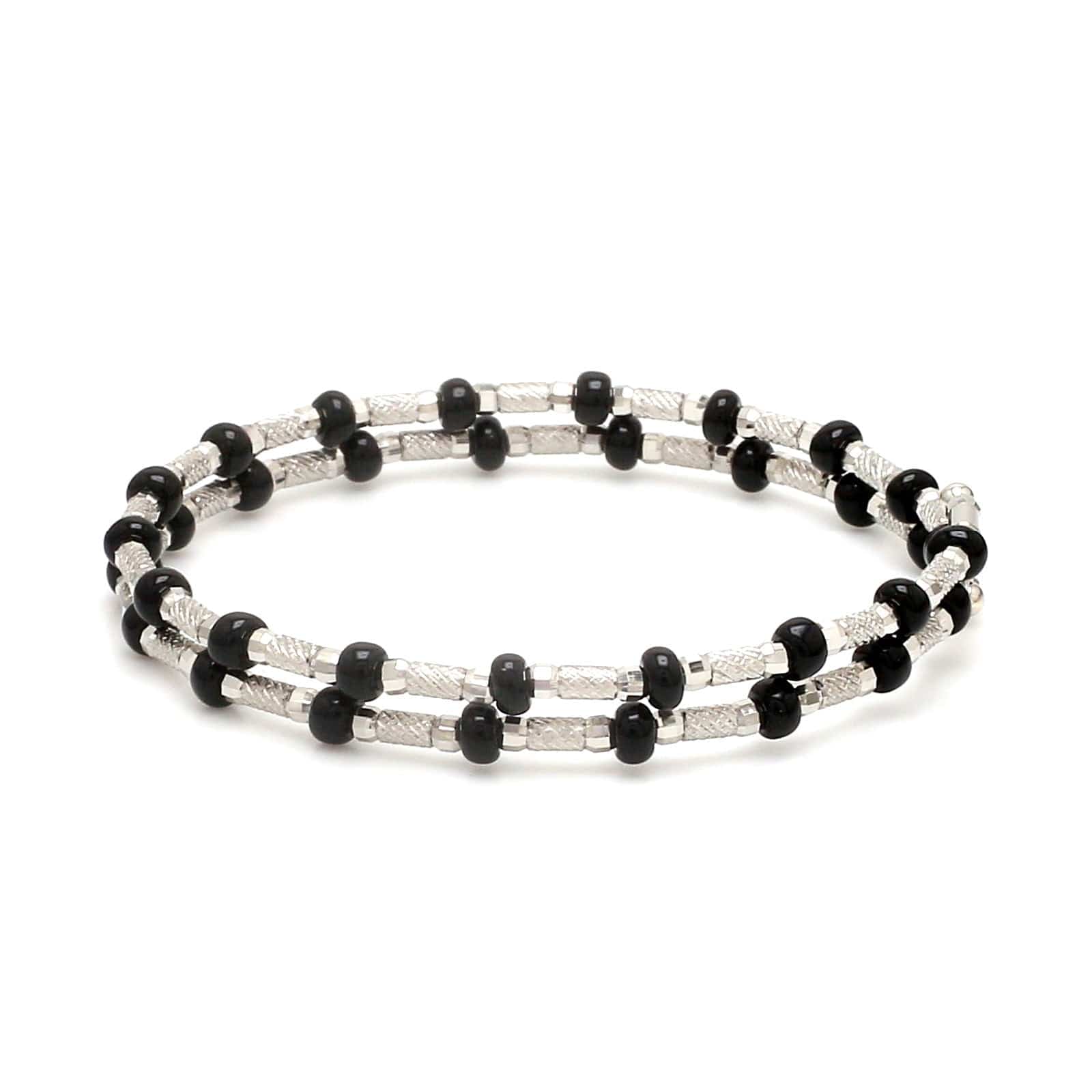 Jewelove™ Bangles & Bracelets Bracelet Japanese Platinum with Black Beads Nazariya / Nazariye Bracelet for Kids JL PTB 1229