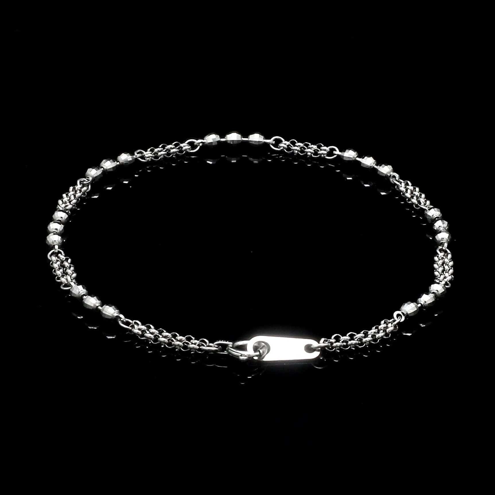 Jewelove™ Bangles & Bracelets Japanese Platinum with Diamond Cut Balls Bracelet for Women JL PTB 1070