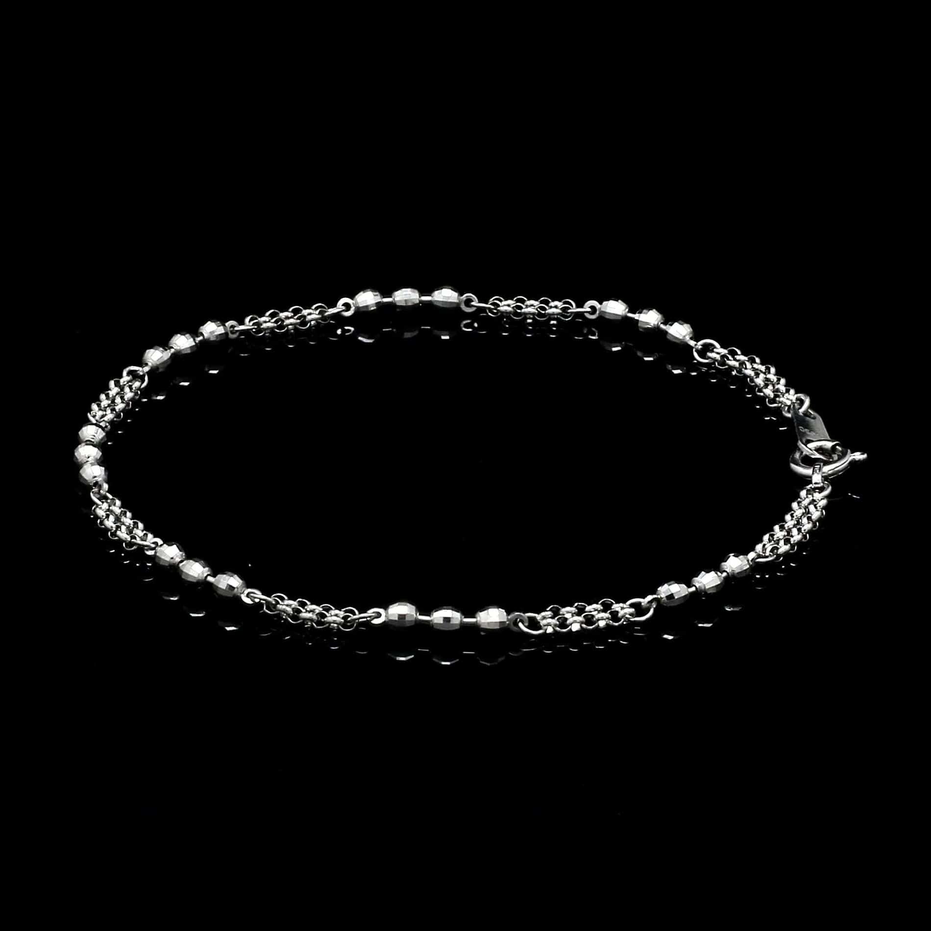 Jewelove™ Bangles & Bracelets Japanese Platinum with Diamond Cut Balls Bracelet for Women JL PTB 1070