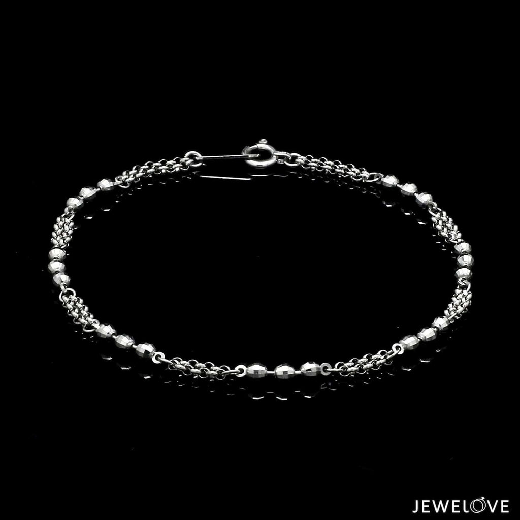 Jewelove™ Bangles & Bracelets Japanese Platinum with Diamond Cut Balls Bracelet for Women JL PTB 1070