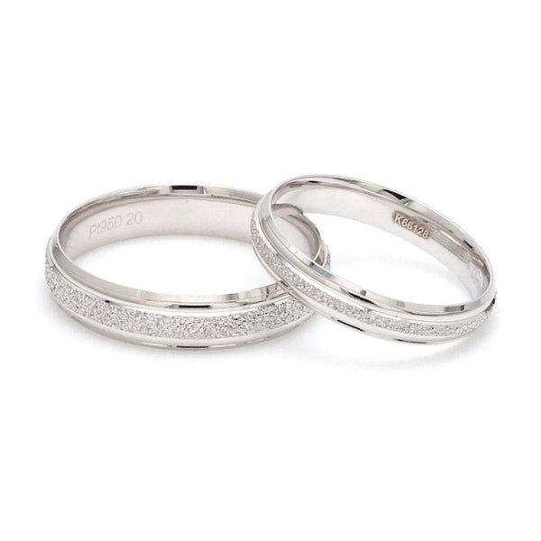 Jewelove™ Rings Japanese Rough Texture Platinum Love Bands JL PT 609