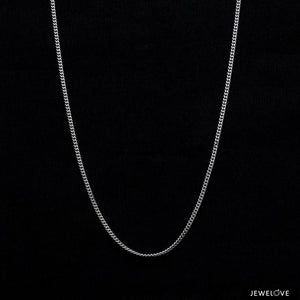 Jewelove™ Chains Japanese Simple Thin Platinum Curb Chain 1mm SJ PTO 703 - Thin