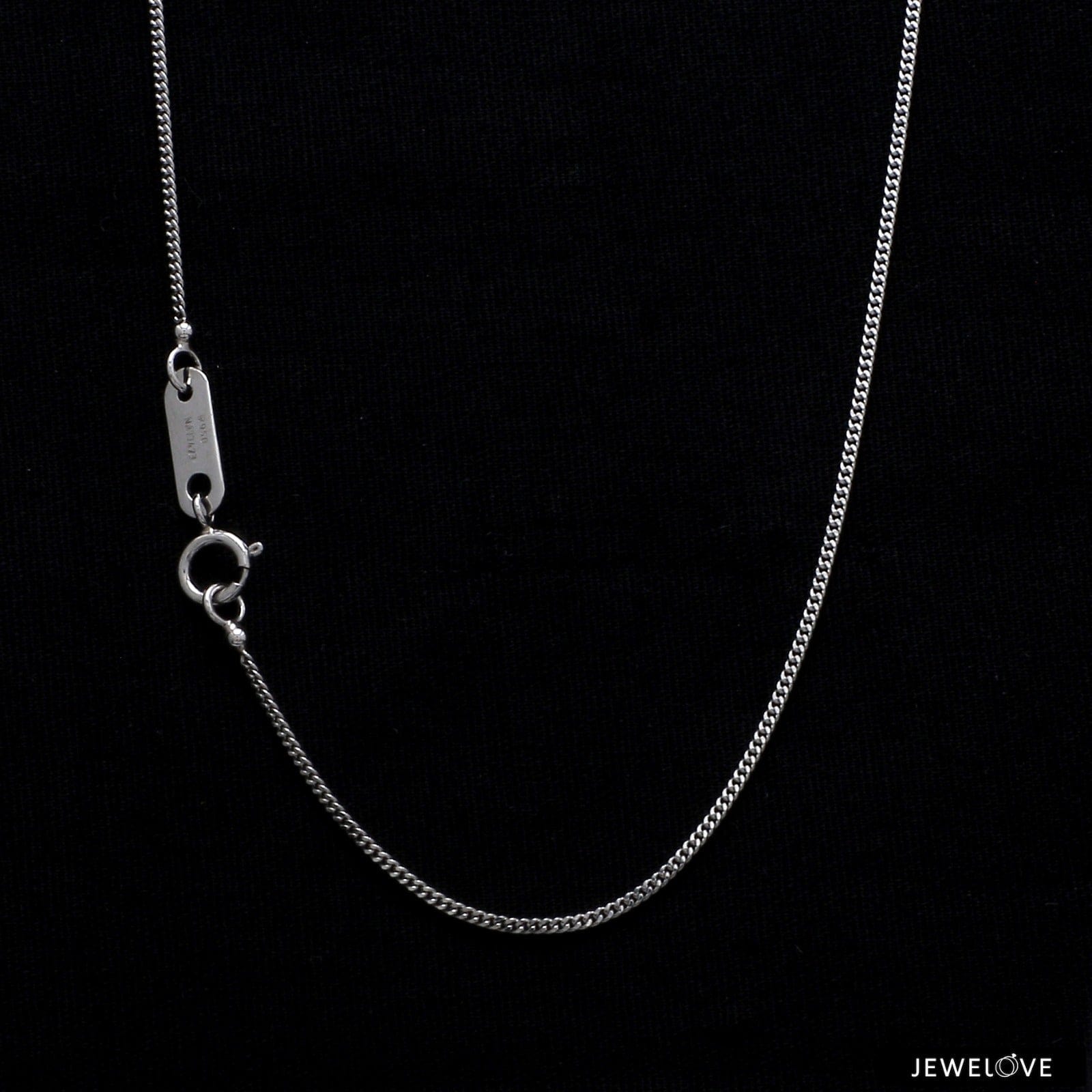 Jewelove™ Chains Japanese Simple Thin Platinum Curb Chain 1mm SJ PTO 703 - Thin