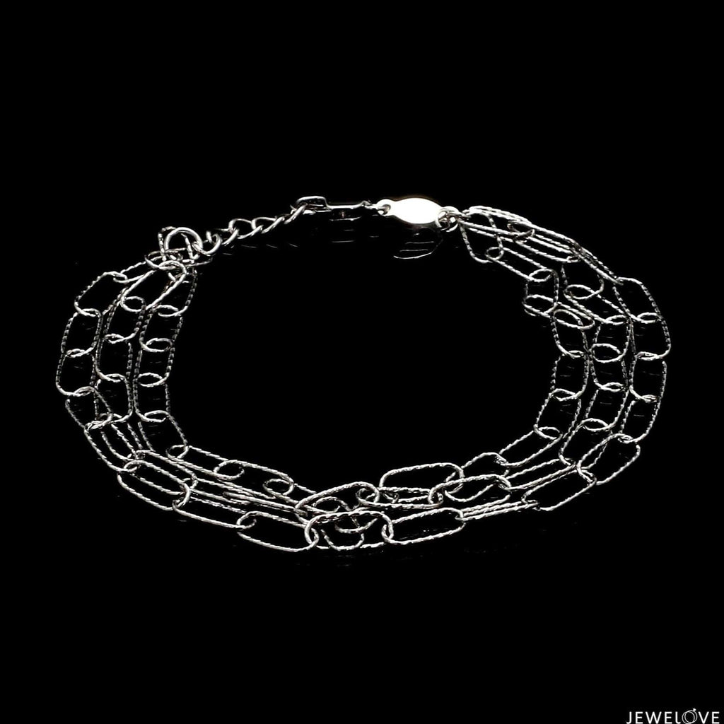 Jewelove™ Bangles & Bracelets Japanese Three Layer Links Platinum Bracelet for Women JL PTB 1162