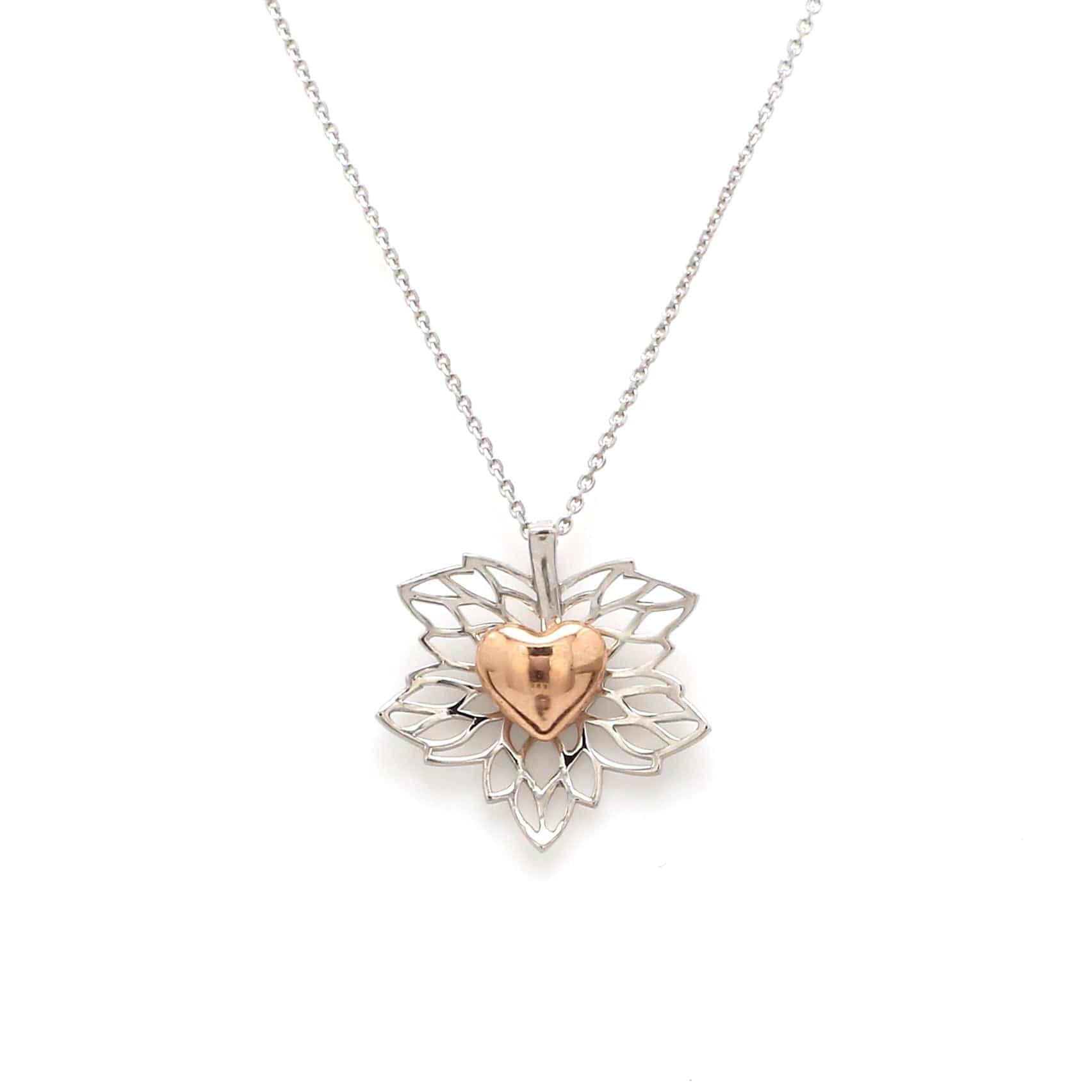 Jewelove™ Pendants Maple Leaf Heart Platinum Rose Gold Fusion Pendant JL PT P 211