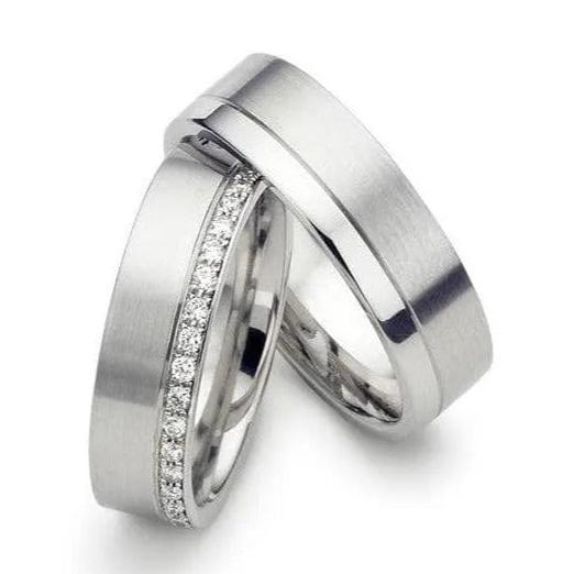 Jewelove™ Rings Both / SI IJ Matte Finish Platinum Love Bands SJ PTO 287