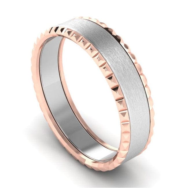 Jewelove™ Rings Matte Finish Platinum Love Bands with Designer Cut Rose Gold Borders JL PT 654