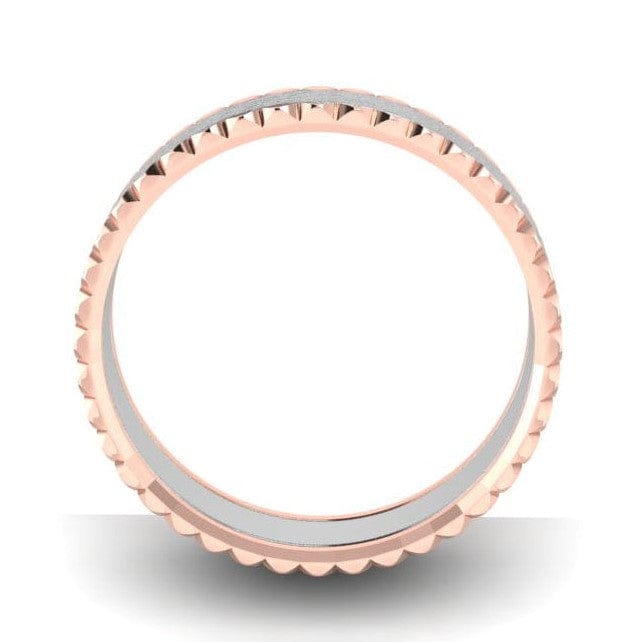 Jewelove™ Rings Matte Finish Platinum Love Bands with Designer Cut Rose Gold Borders JL PT 654