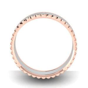 Jewelove™ Rings Matte Finish Platinum Love Bands with Designer Cut Rose Gold Borders JL PT 654