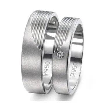 Jewelove™ Rings Matte Finish Platinum Love Bands with Parallel Lines JL PT 421