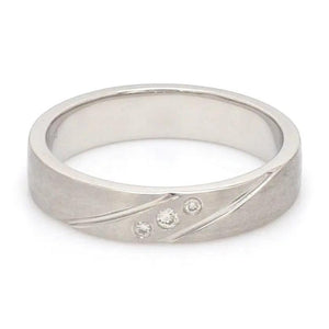 Jewelove™ Rings Matte Finish Platinum Love Bands with Slanting Lines JL PT 474