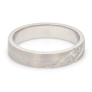 Jewelove™ Rings Matte Finish Platinum Love Bands with Slanting Lines JL PT 474