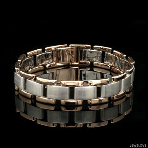 Jewelove™ Bangles & Bracelets Men of Platinum | 13mm Platinum & Rose Gold Heavy Bracelet for Men JL PTB 1283