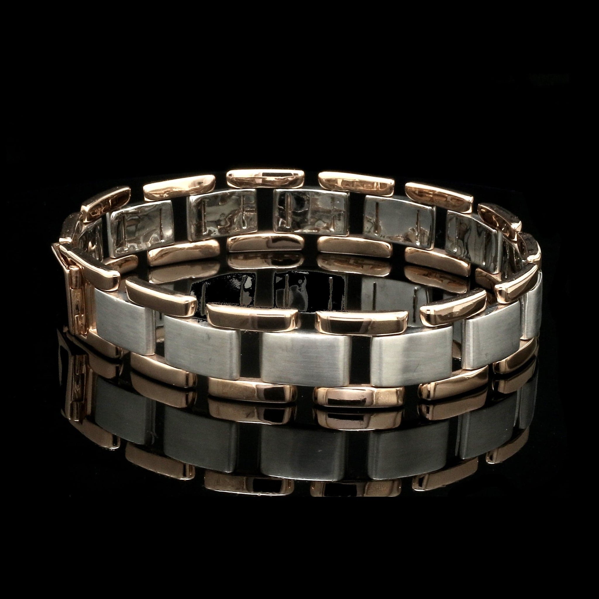 Jewelove™ Bangles & Bracelets Men of Platinum | 13mm Platinum & Rose Gold Heavy Bracelet for Men JL PTB 1283