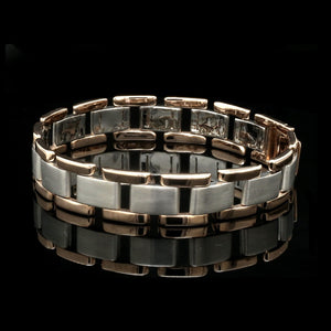 Jewelove™ Bangles & Bracelets Men of Platinum | 13mm Platinum & Rose Gold Heavy Bracelet for Men JL PTB 1283