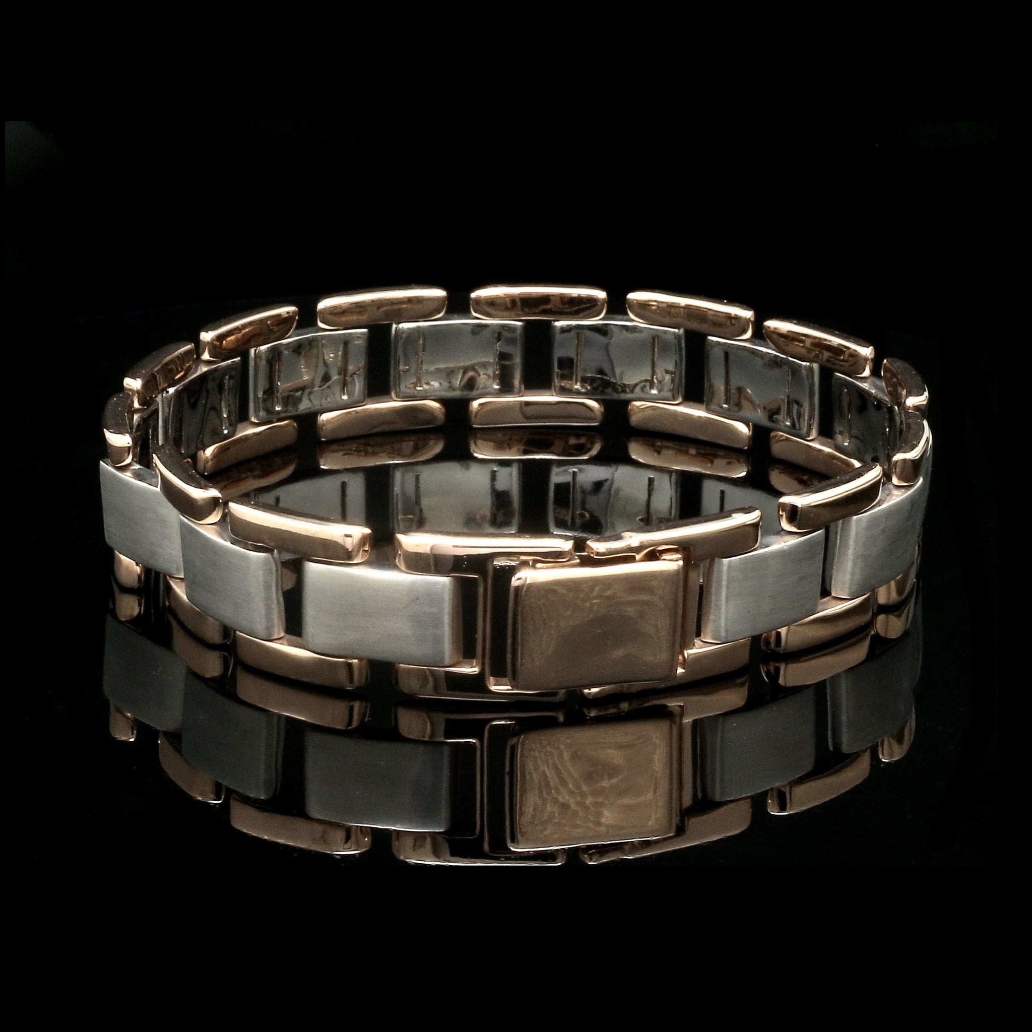 Jewelove™ Bangles & Bracelets Men of Platinum | 13mm Platinum & Rose Gold Heavy Bracelet for Men JL PTB 1283