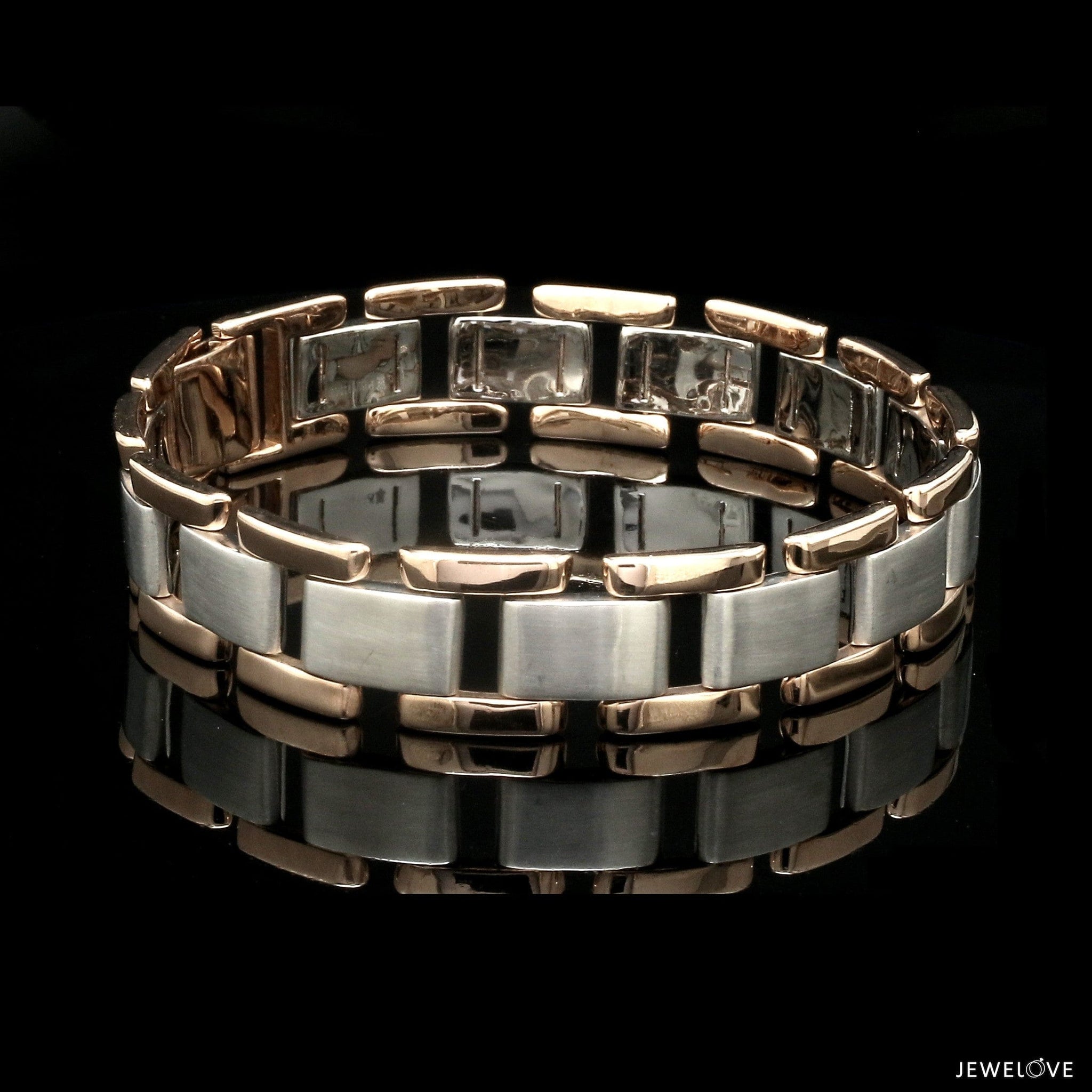 Jewelove™ Bangles & Bracelets Men of Platinum | 13mm Platinum & Rose Gold Heavy Bracelet for Men JL PTB 1283