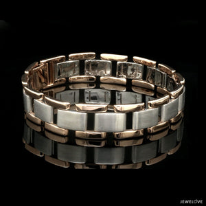 Jewelove™ Bangles & Bracelets Men of Platinum | 13mm Platinum & Rose Gold Heavy Bracelet for Men JL PTB 1283