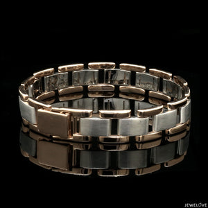 Jewelove™ Bangles & Bracelets Men of Platinum | 13mm Platinum & Rose Gold Heavy Bracelet for Men JL PTB 1283