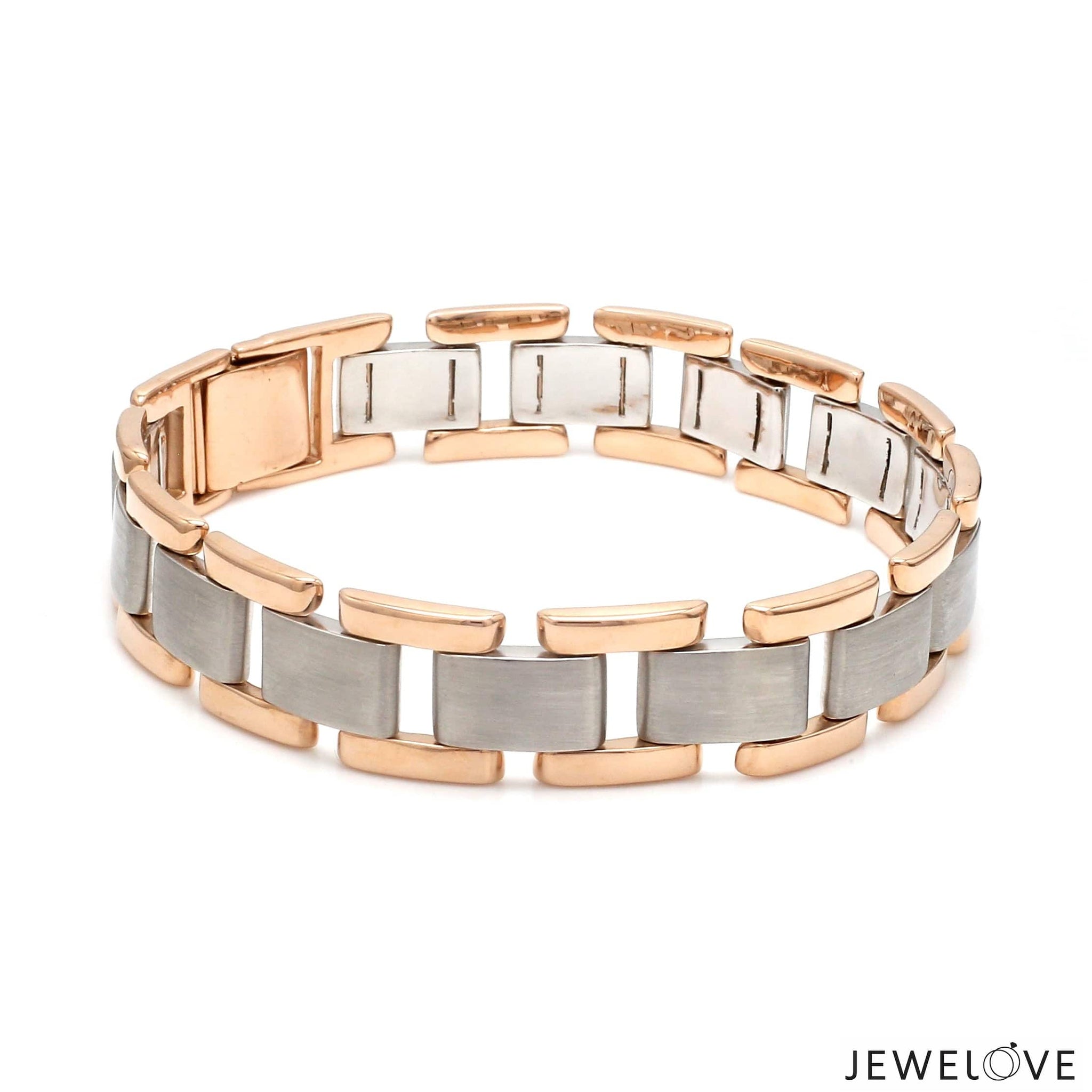 Jewelove™ Bangles & Bracelets Men of Platinum | 13mm Platinum & Rose Gold Heavy Bracelet for Men JL PTB 1283