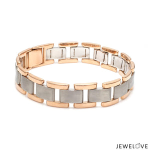 Jewelove™ Bangles & Bracelets Men of Platinum | 13mm Platinum & Rose Gold Heavy Bracelet for Men JL PTB 1283